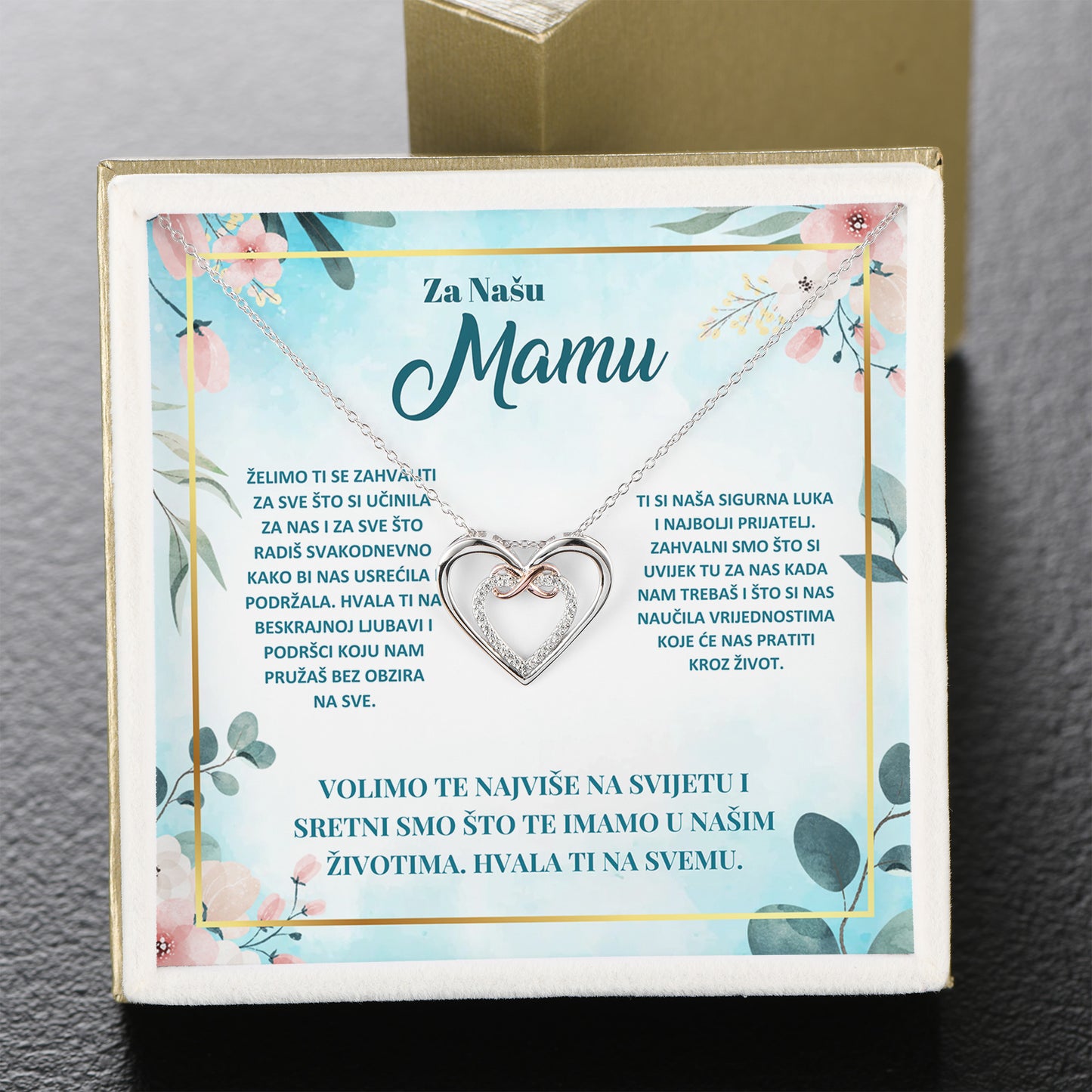 Za Našu Mamu - 925 Srebreni Lančić sa Emotivnom Porukom - Poklon za Majku - Moments & Co HR