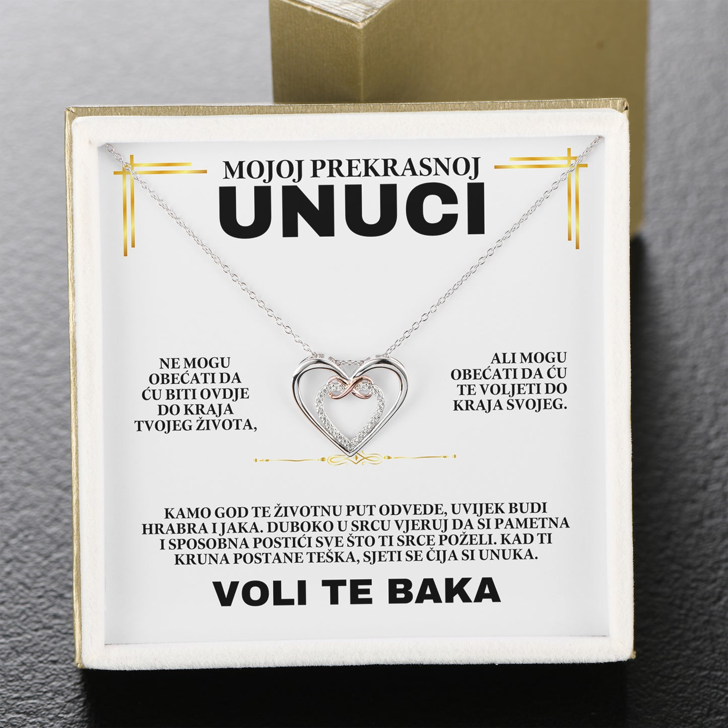 Poklon za Unuku - 925 Srebreni Lančić sa Emotivnom Porukom - Moments & Co HR
