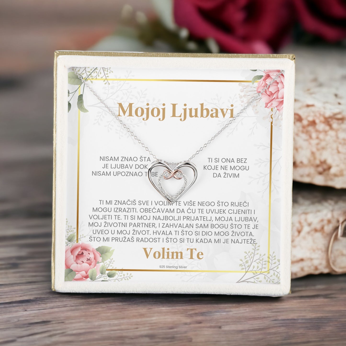 Mojoj Ljubavi - 925 Srebreni Lančić Znak Beskonačnosti u Srcu - Moments & Co HR