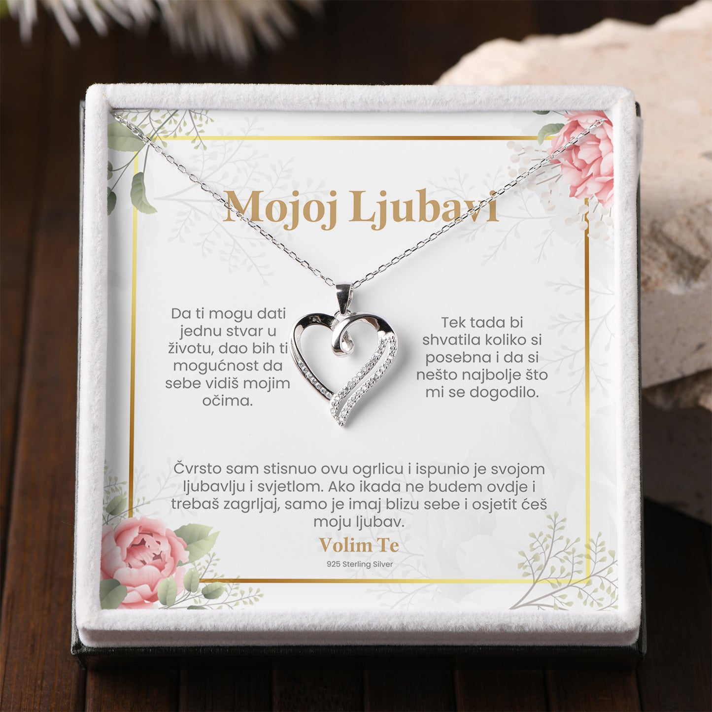Mojoj Ljubavi - 925 Srebreni Lančić sa Emotivnom Porukom - Poklon za Suprugu ili Djevojku - Moments & Co HR