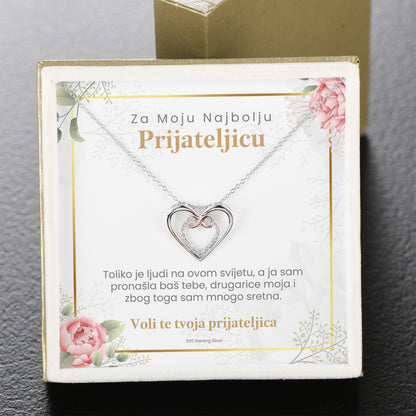 Poklon za Prijateljicu - 925 Srebreni Lančić Znak Beskonačnosti u Srcu sa Porukom - Moments & Co HR