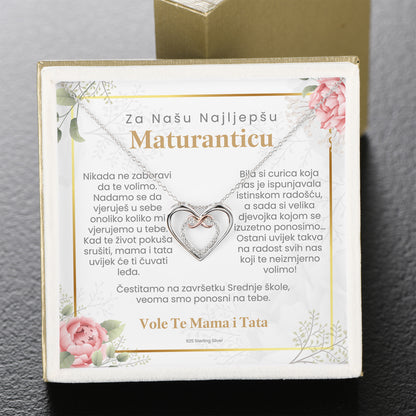 Za Najljepšu Maturanticu - 925 Srebreni Lančić sa Emotivnom Porukom - od Mame i Tate (Srednja škola) - Moments & Co HR