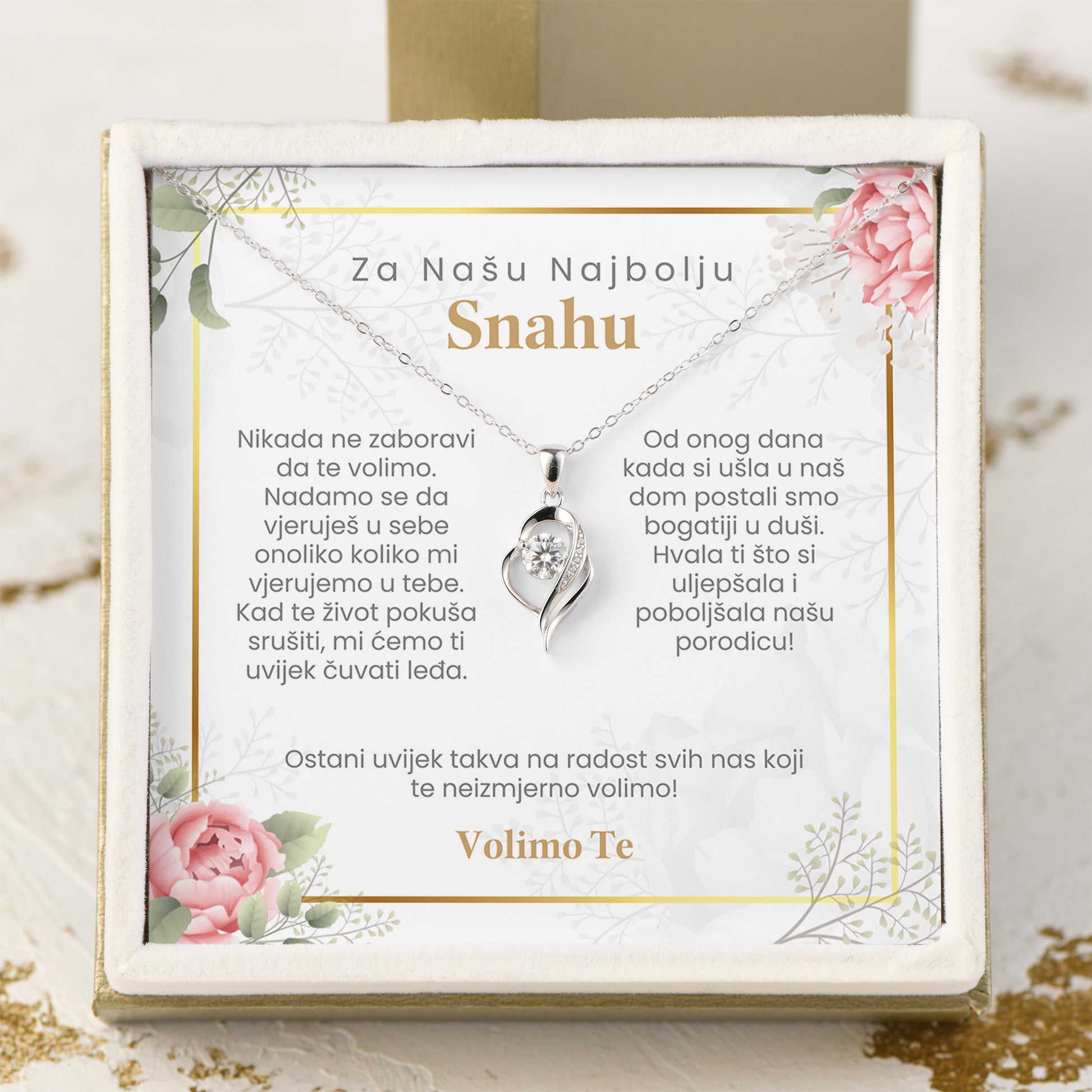 Poklon za Snahu - 925 Srebreni Lančić sa Porukom - Moments & Co HR