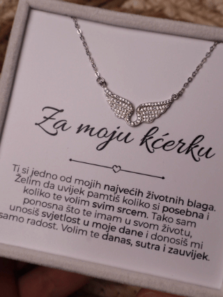 Lančić “Za moju kćerku” – 925 srebro s krilima anđela