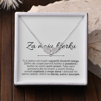 Lančić “Za moju kćerku” – 925 srebro s krilima anđela